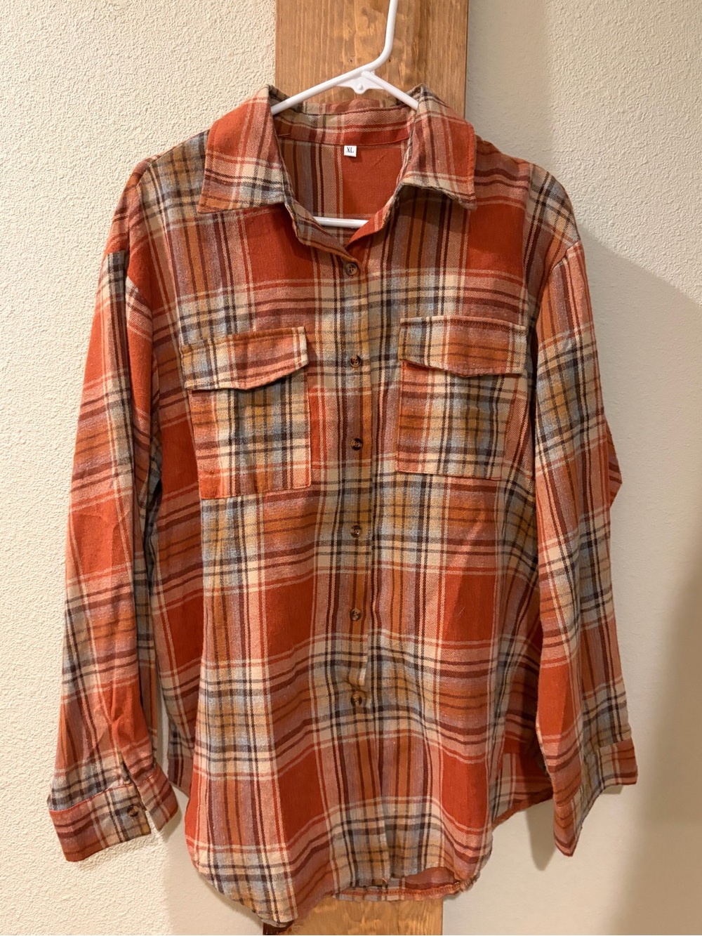 Rust Orange Plaid Button-Up Shirt